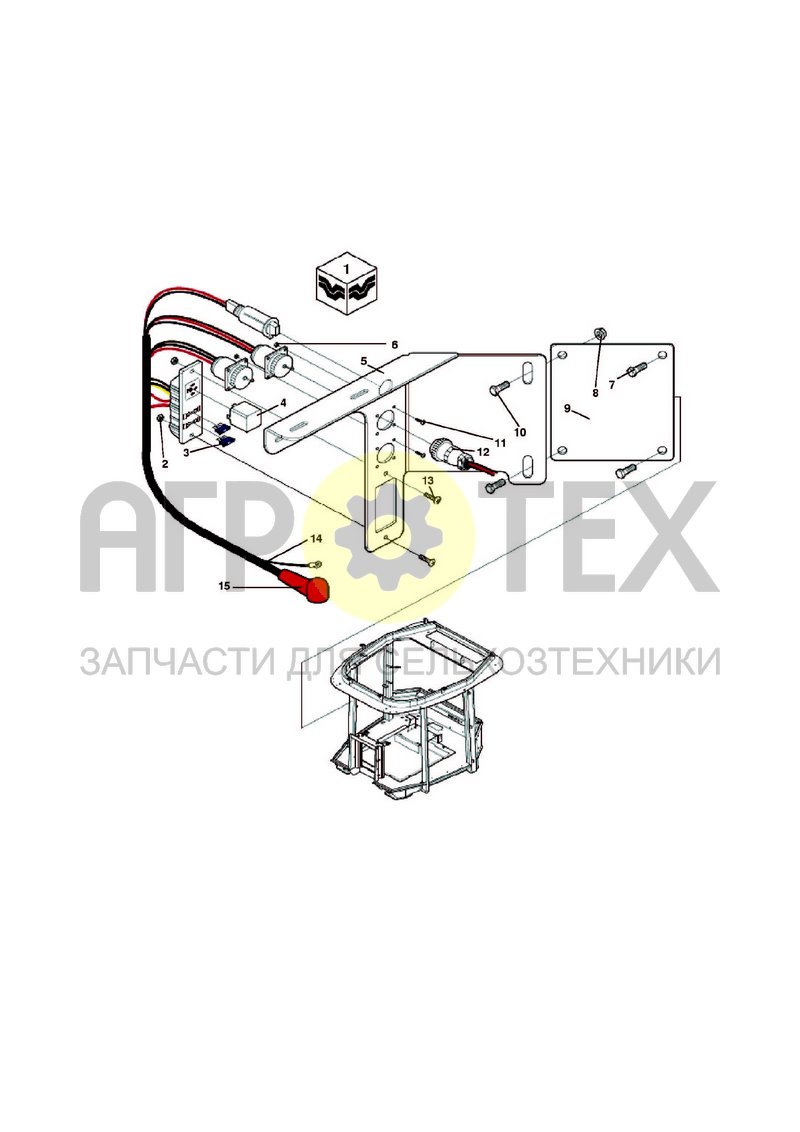 Кронштейн установки монитора на переднюю сторону с розетками (9PBM11) (№10 на схеме)